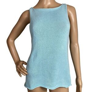 DKNY Petite M/L knitted tank top 100% cotton light blue
